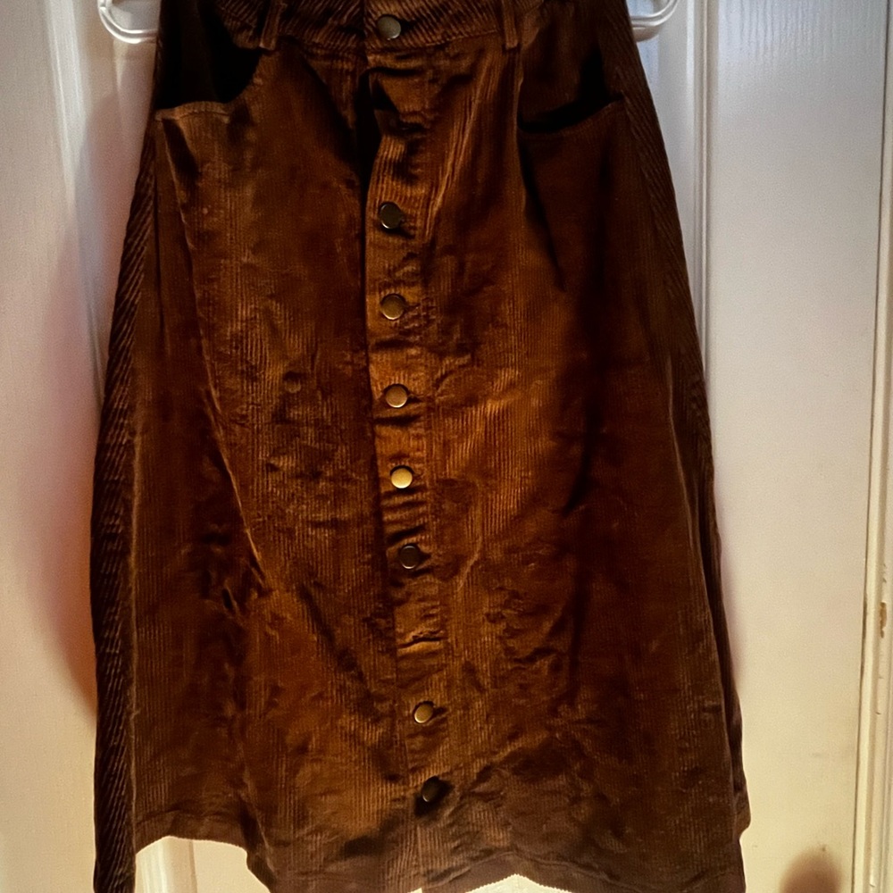RIHOAS Dark Brown Corduroy A-Line Skirt